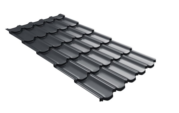 Металлочерепица квинта плюс с 3D резом 0,5 Quarzit lite RAL 7024 мокрый асфальт купить в Нижнем Новгороде