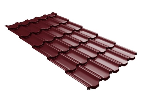Металлочерепица квинта плюс с 3D резом 0,5 Satin RAL 3005 красное вино купить в Нижнем Новгороде
