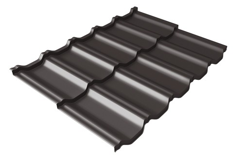 Металлочерепица модульная Квинта Uno Grand Line c 3D резом 0,5 GreenСoat Pural Matt RR 32 темно-коричневый (RAL 8019 серо-коричневый) купить в Нижнем Новгороде