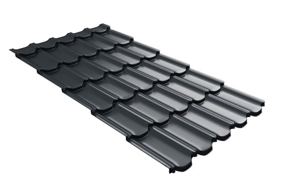 Металлочерепица квинта плюс с 3D резом 0,5 Satin RAL 7016 антрацитово-серый купить в Нижнем Новгороде