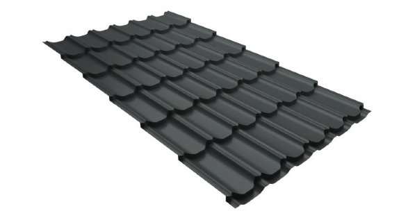 Металлочерепица квинта плюс 0,5 GreenCoat Pural RR 23 темно-серый (RAL 7024 мокрый асфальт) купить в Нижнем Новгороде
